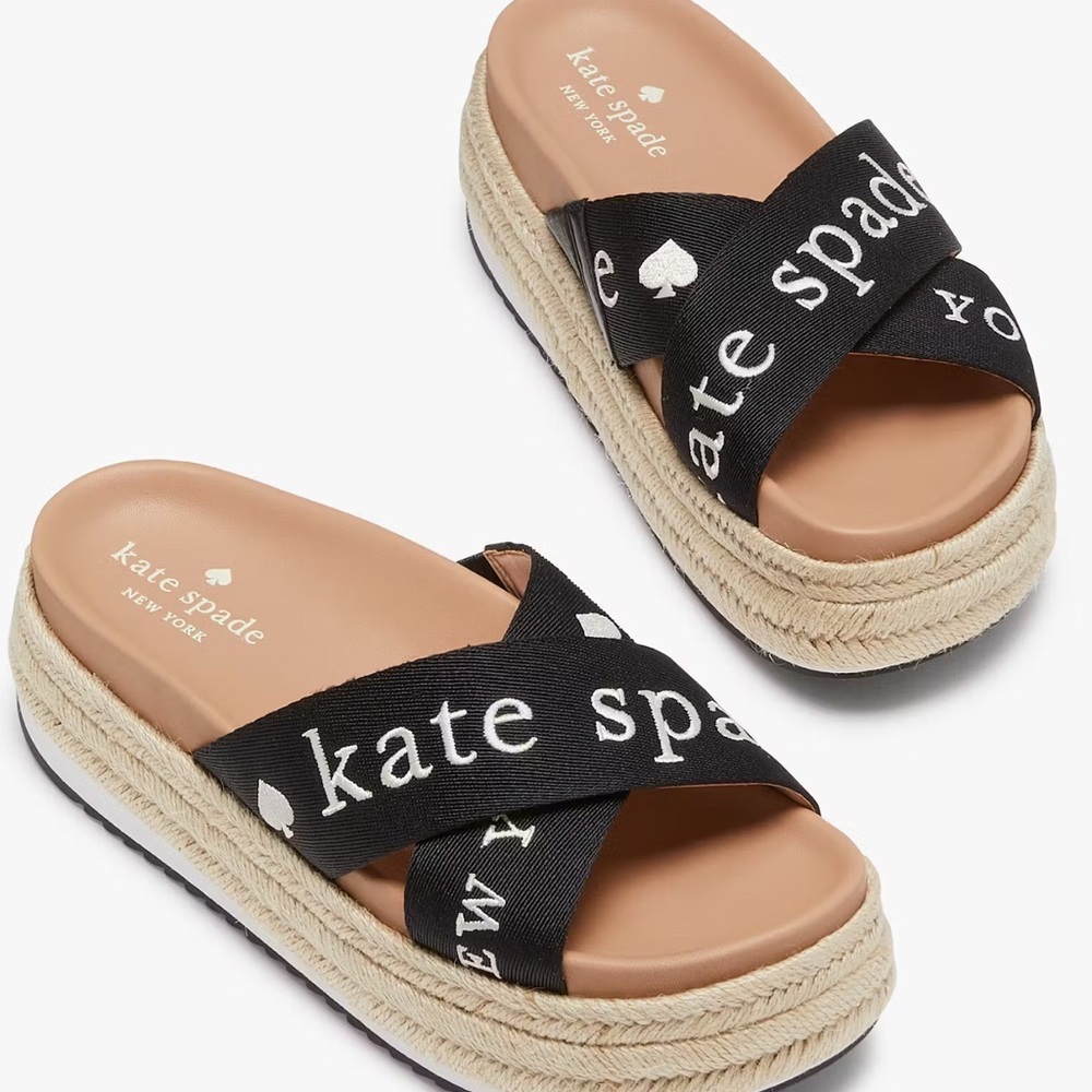 Kate Spade Black Espadrille Slides